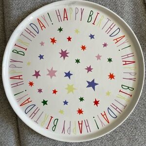 Happy Birthday Multicolor Star Party Platter - White